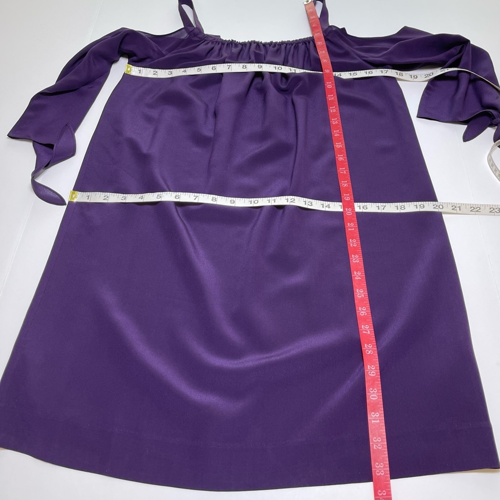 Madewell Silk Tie Sleeve Cold Shoulder Shift Dress Purple F9142 Size 6 - Picture 13 of 13